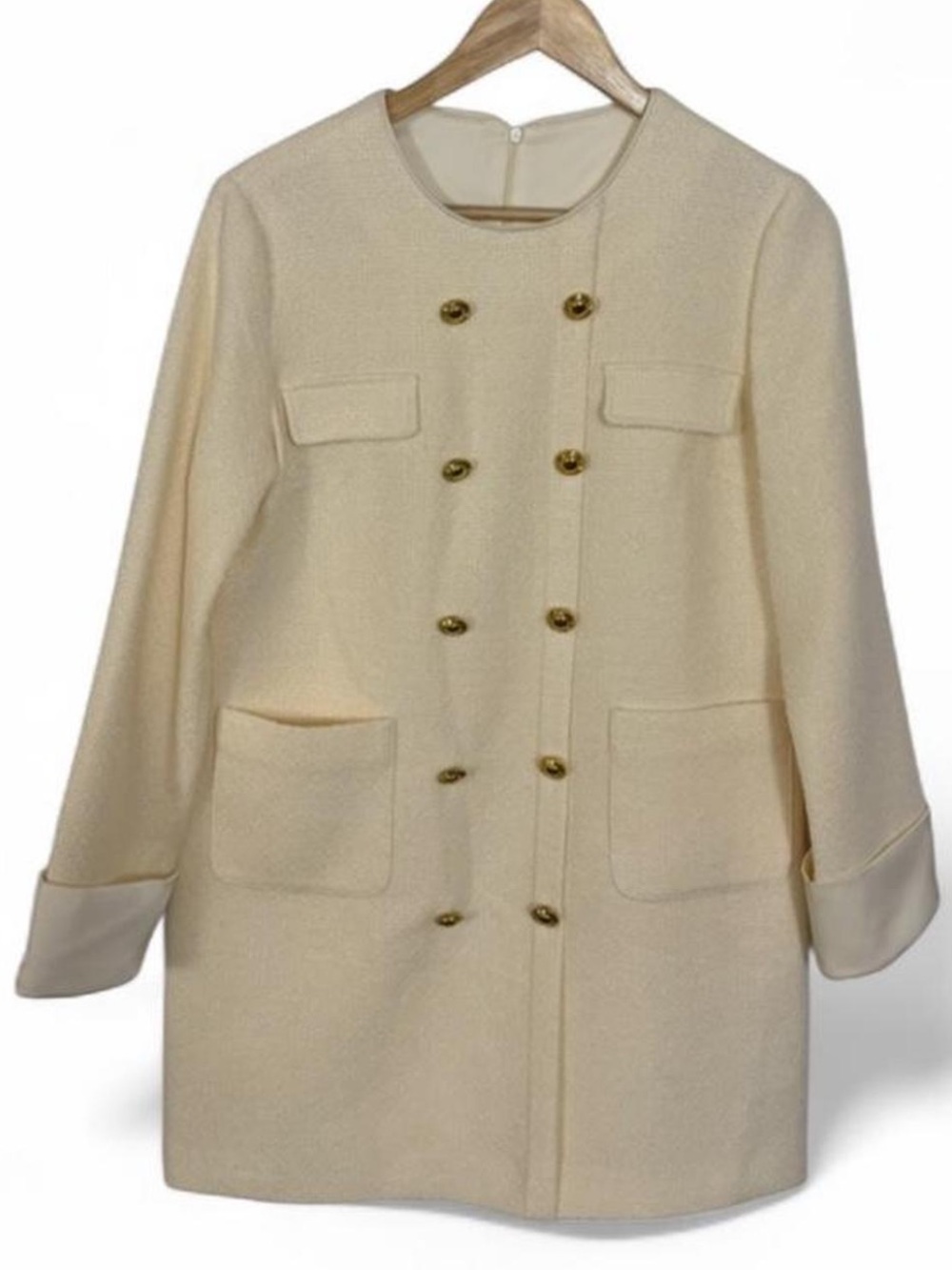 Saint Laurent Cream Tweed Dress